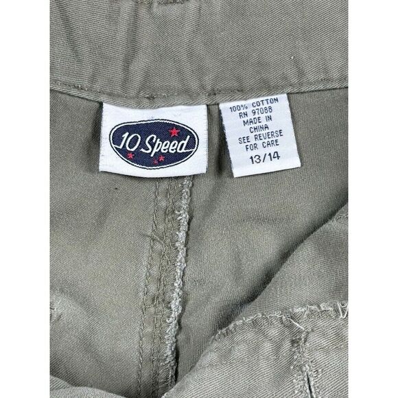 10 Speed Womens Khaki Pants sz 13/14‎ Green Wide Leg Flap Back Pockets Preppy - Picture 6 of 6